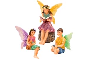 PRETMANNS Fairies for Fairy Garden – Adorable Accessories Kit for an Outdoor Miniature Garden – Boy & Girl Figurines – 3 Items