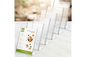 Kurtzy Pack de 6 Expositor Metacrilato A6 Cartel de Plástico - Soporte Metacrilato Inclinado en Vertical – Menú Restaurante de Sobremesa, Cartel Anuncio, Panfleto, Volante, Soporte Papel y Foto