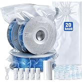 AGPTEK Bolsas Almacenamiento Filamento 3D (20 Unid) - Kit Vac&iacute;o con Bomba El&eacute;ctrica 500mAh, Desecantes y Cremallera Herm&eacute;tica