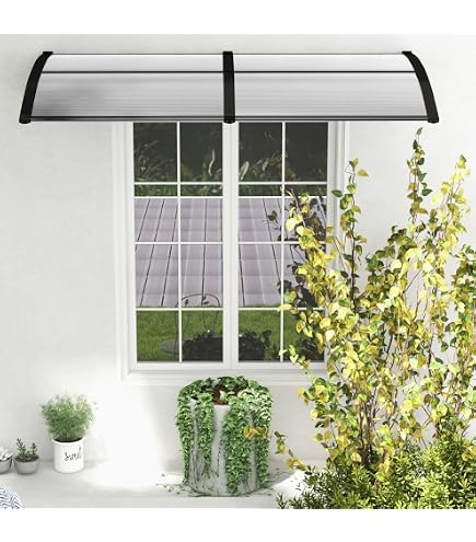 Auvent De Porte Entrée,Toit Marquise En Polycarbonate Protection UV Pour Porche,Auvent Fenêtre Invisible Coupe-Vent (40x60cm/16 X24