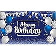 Backdropon Happy Birthday Design Banner Sign Poster Large Fabric Glitter Balloon Fireworks Sign Birthday Photo Backdrop Background Decoration Size 5Feet Height and 8Feet Width(5 * 8)