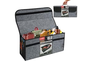 OEMASSIVE Car Design Kofferraumtasche Organizer Autotasche Auto Kofferraum KFZ Tasche Toolbag Aufbewahrungstasche,Zusammenklappbar mit Klettverschluss (50x16x10cm/Grau)