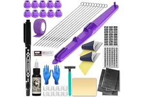FONPOO Handpoke Kit, Stick and Poke Tattoo Kit, Kit de Tatuaje para Principiantes con 10 Agujas Tatuaje y una Tinta Negra tatuaje de 30ml