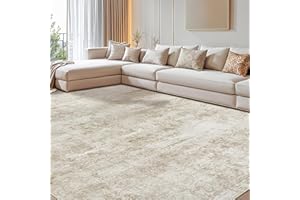 DEITAS Waschbarer Abstrakte Teppich Wohnzimmer 160x230cm, Ultraweicher Kurzfloriger Teppich, Großer Flächenteppich Mit Rutschfester Unterseite, Großer für Schlafzimmer und Esszimmer(Beige)
