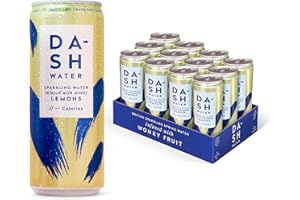 Dash Water - Eau Minérale Gazeuse Infusée aux Citrons - Sans calories - Sans sucre - Sans Édulcorant (12x330ml)