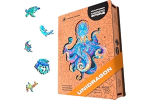 UNIDRAGON Original Holzpuzzle — Magnetischer Oktopus, 700 Teile, Royal Größe 54 x 62 Zoll (21 x 24.4 cm) Schöne Geschenkverpackung, Einzigartige Form Erwachsene und Kinder