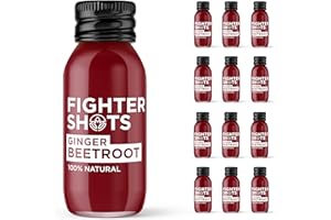 Fighter Shots Zenzero + Barbabietola (12x60ml) | 100% Naturale | Perfetto per la Mattina o Dopo l’Allenamento | Senza Conservanti | Shot Freschi e Piccanti di Barbabietola e Zenzero