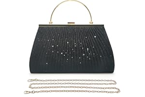 Pahajim Pochettes et Clutches Femme Pochette Ceremonie Mariage Paillettes Sac Soiree Minaudiere Petit Sac Bandouliere Chic Sac a Main (Noir)