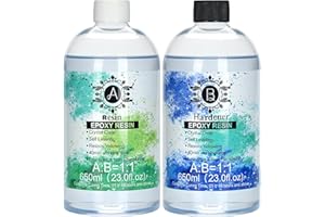 SHIIYYU 1300ml Epoxy Resin Kit,Crystal Clear Epoxy Resin -Strong and No Bubble，Not Yellowing Art Resins,Self Leveling Easy Mix 1:1,Suitable for Art Casting,DIY,Jewelry Projects, Wood & Silicone Molds