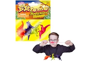 Deluxebase Extreme Stretchies - Dinosaurio Paquete de 4 pequeños Juguetes de Animales jurásicos elásticos niños y niñas, geniales Juguetes de Fiesta