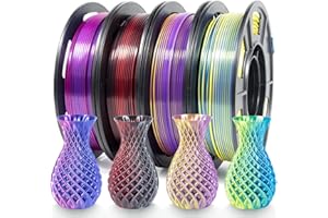 iSANMATE Filamento PLA 1.75 Bundle 250g x 4, Seda de Doble Color PLA Filamento Impresora 3D, Silk PLA Filamento Precisión +/- 0.02mm, Rosa Azul/Azul Amarillo/Rojo Negro/Morado Dorado