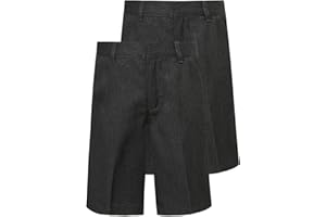 LISTERS SCHOOLWEAR Boys Twin-Pack School Shorts - Adjustable Waist - Black Grey Navy - Ages 2-14y