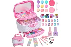 Cafiuio Kids Makeup Kit for Girl - Kids Makeup Kit Toys for Girls,Play Real Girls Toys, Washable Make Up , Non ToxicToddlers Pretend Cosmetic (Pink)