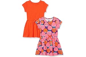 Amazon Essentials Abiti in Maglia a Maniche Corte sagomati in Vita (precedentemente Spotted Zebra) Bambine e Ragazze, Pacco da 2