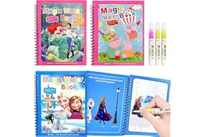 MERAYAS 3 Pièces Livre de Coloriage d'eau,Livre Doodle Réutilisable et 3 Crayons,Magique de l'eau Coloriage,Livre de Peinture à l'eau de Griffonner,Livre de Dessin Doodle (Rouge)