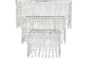 Waneway 3 Tiers Chandelier Shade, Square Sparkling Ceiling Light Shade Pendant Lampshade with Beads and Chrome Frame for Bedroom, Lounge or Wedding Decoration, Diameter 30.5 cm, Clear