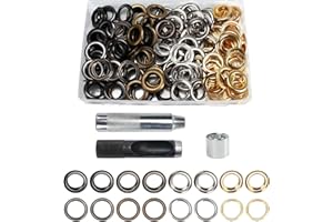HO2NLE 240 PCS 16MM Eyelet Punch Kit Metal Grommet Tool Kit Large Grommet Kit with Grommet Setting Tool for Leather Fabrics Shoes Clothing Curtains Tents Four Colors (0.63Inch Inside Diameter)
