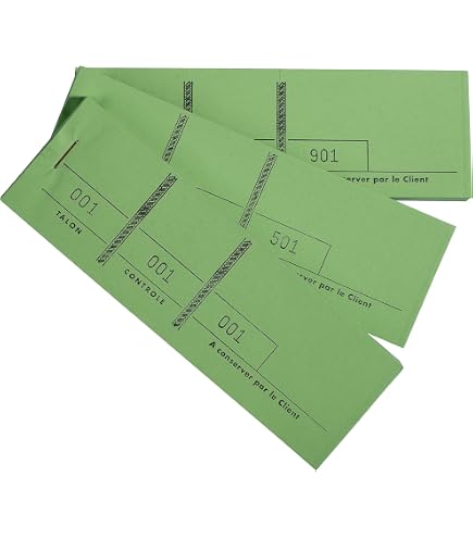 Exacompta 96308e Paquet de 10 Blocs vendeurs format horizontal 6,6 x 13,5 cm 100 feuilles numérotées de 1 à 100 avec bande de couleur violette