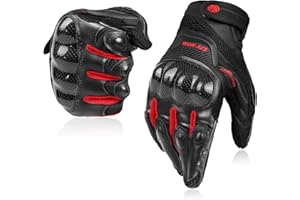 BORLENI Rękawice motocyklowe Oddychające rękawice motocyklowe Skórzane podkładki ochronne z pełnym palcem Ekran dotykowy