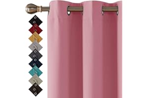 GENERIC Thermal Insulated Blackout Ring Top Eyelet Curtains for Bedroom Windows 2 Panels (Pink, 66(167cm)” wide x 54”(137cm) long)