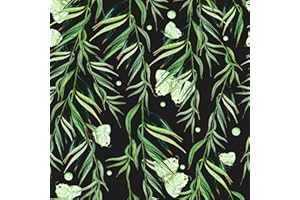 YULLPAPER Papier Peint Jungle Noir Mat Vinyle Papier Adhésif Motif Feuille De Saule Film Rouleau Adhésif Decoratif Papier Peint Amovible Pour Meuble Armoire Porte Placard Décoration Salon Chambre 44,5cm X 300cm