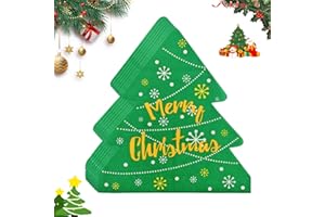 EKUKEON 20Stück Weihnachtsbaum Servietten,Servietten Weihnachten,Merry Christmas-2-lagig,14x15,5cm,Weihnachten Deko,Party Servietten für Das Weihnachtsessen Tischdekoration-Grün