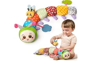 TUMAMA KIDS Zabawki dla niemowląt 0 3 6 miesięcy gąsienica sensoryczna Montessori zabawka dla dziewczynki , pluszowa zabawka dla niemowląt z grzechotką, gryzak, marszczony papier