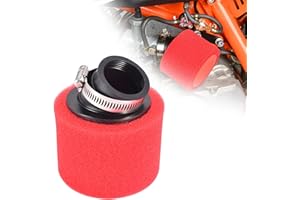 RUTUT Filtre à air 38 mm, filtre à air universel coudé pour moto 4 temps 50 cc 70 cc 90 cc 110 cc 125 cc 150 cc GY6 moto ATV cooter Quad Go Kart cyclomoteur Pit Dirt Bike-Rouge