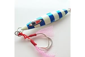 FISHIN ADDICT Slow Fall Pitch Jigs Backbone Rigged | Luminous Metal Jigging Lures for Bass, Cod, Snapper | Double Assist Hooks | Saltwater Offshore Fishing