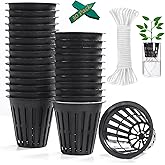 ORIMERC 30 Pack 2 Inch Hydroponic Pots with 30 Feet Self Watering Wick and 30 Labels for Plants, Hydroponic Cup, Mesh Cup, Ve