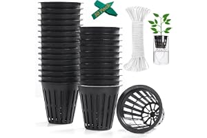 ORIMERC 30 st 5 cm (2 tum) nätkrukor hydroponisk nettkruka med 30 fötter självbevattningsveke & 30 st. växtetiketter hydropon