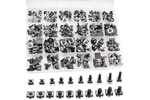 RUNCCI-YUN 250PCS 20Value Interruttore a Pulsante tattile Micro Assortimento Tact Assortment Kit,Momentaneo Interruttore a Pulsante Tattile,Per Chiavi Telecomando Auto PCB(6 x 6 mm e 12X12 mm)