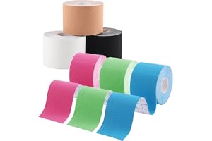 Zosenyer 6 rullar kinesiologitejp, 5 cm x 5 m kinesiotejp, vattentät och hudvänlig, professionell fysiotejp och sporttejp för knän, kropp, muskelstöd, knävärk, armbåge och axel