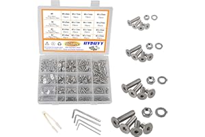 HVDHYY 1065 szt. M2 M3 M4 M5 śruby cylindryczne z łbem sześciokątnym zestaw śrub A2-70 ze stali nierdzewnej z łbem sześciokątnym śruby maszynowe, nakrętki, podkładki, zestaw z pudełkiem do przechowywania