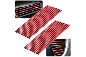 worahroe Auto Lüftungsschlitz Dekoration 20 Stück, Diy Auto Innenausstattung Streifen, Auto Klimaanlage Luftauslass Dekorationsstreifen, Auto Zubehör Innenraum für die Meisten Lüftungsschlitze Rot