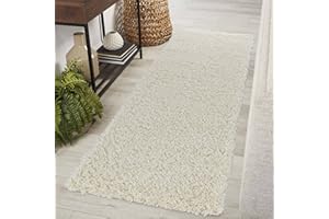 Serdim Rugs Living Room Hallway Runner Shaggy Rugs, Polypropylene, Ivory, 60x220cm(2" x7'3)