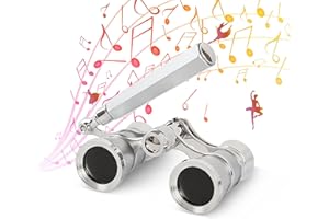 Aomekie Jumelles Theatre avec Poignée Jumelles de Spectacle Longue Vue en Métal pour Spectacle Tourisme Concert（Argent）