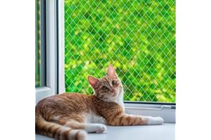 QILUCKY Nylonowa siatka ochronna dla kotów, na balkon, bez wiercenia, przezroczysta, możliwość przycięcia, odporna na ugryzienia, siatka balkonowa dla kotów, do zabezpieczenia tarasu, okien i drzwi (3