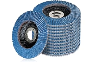 Sporgo Lot de 12 disques à lamelles : disques abrasifs, diamètre 125 mm x 22 mm, grain 40/60/80/120, maille métallique, pour métal, bois, plastique, compatible avec meuleuse d'angle