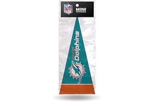 RICO INDUSTRIES NFL Miami Dolphins 8-Piece 4-Inch by 9-Inch Classic Mini Pennant Decor Set, Teal, 4 x 9-inches
