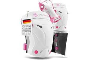 SKATEWIZ Protezioni Pattini Bambina [6pc] Protezioni per Pattini per Ragazze - Ginocchiere Bambina, Bambino e Adulti