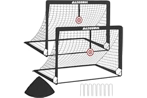 BASEGOAL Porterías Fútbol Plegables, 120x90x90cm Porteria Futbol para Jardín, Redes de Fútbol Desplegables Portátiles con Diana Colgante para Juegos Interiores o Exteriores