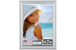 Icona Bay 7x5 Silver Picture Frame Beautifully Detailed Moulding, Contemporary Picture Frame, Wall Mount or Table Top, Inspirations Collection