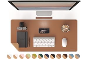 RENMTURE Dual-Sided Desk Pad, Natural Cork & PU Leather Large Mouse mats for Office and Home Work, Desk Protector Non-Slip, Waterproof, Easy Clean (Brown, 36"x17")