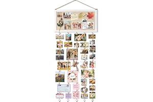 VINCOURNA Marcos Fotos Pared, Marcos para Fotos con Tablero De Mensajes Y 30 Pinzas para Fotos, Marcos De Fotos Multiples, Marcos De Fotos, Porta Fotos Pared, Soporte Fotos para Memoria Exposición