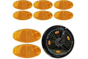 wilcractk Catadióptrico bicicleta reflector radio lote de 8 piezas ovaladas naranja alta visibilidad seguridad bicicleta niño MTB reflectante para radios rueda delantera trasera noche