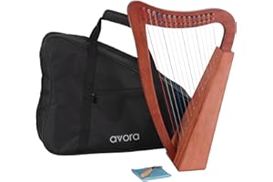 Avora Keltische Harfe 15 Saiten aus Nylon– Handgefertigte Harfe mit Tasche & Stimmschlüssel – Diatonisch in C-Dur - Warmer, voller Klang durch Mahagoni-Holz - Leicht & kompakt für flexible Nutzung