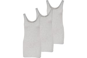 ONLY Pack de 3 Camisetas de Tirantes Mujer, en Blanco, Negro, Gris, Azul y Crema, Camisetas largas básicas para Verano 15201465