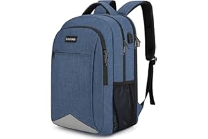Lumesner Travel Laptop Backpack with USB Charging Port; 15.6 Inch Anti Theft Business Backpack for Men & Women; Water Resistant Computer Rucksack for School/Work/Travel