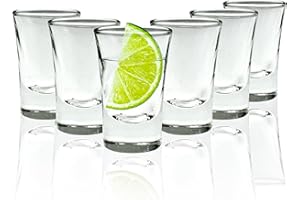 Volila Heavy Base Shot Glasses - 25ml (6 Pack) Clear Shot Glasses Set for Alcohol, Vodka, Expresso, Tequila & Desserts - Durable and Reusable for Home, Bars & Party
